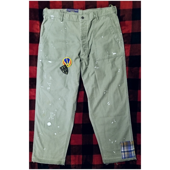 CUSTOMIZED POLO RALPH LAUREN DISTRESSED/REPAIRED MILITARY PANTS- 36"x30" - Picture 3 of 13